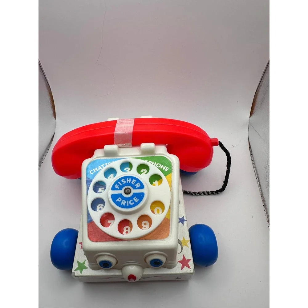 Fisher Price 1985 Chatter Telephone White Vintage 1985 Pull Toy 747